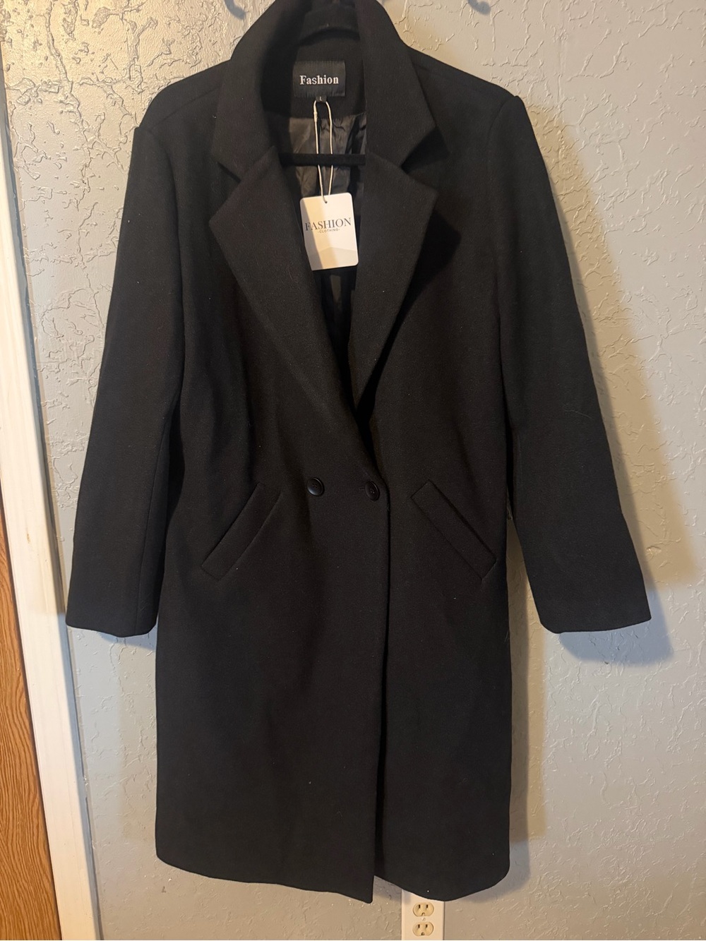 Women's Black Double-Breasted Trench Coat